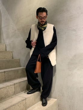 「ITTI（イッチ）のアイテム（バッグ）」を使った、WARE-mo-KOU_aokiさん（メンズ・178cm）の秋コーディネート