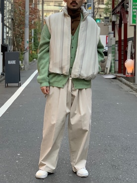 「ESSAY（エッセイ）のアイテム（パンツ）」を使った、WARE-mo-KOU_aokiさん（メンズ・178cm）の冬コーディネート