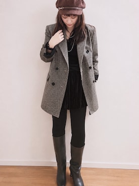 「アイテム（キャスケット、ブラウン系）」を使った、Rikoさん（レディース・155cm）の夏コーディネート