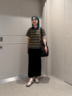 「BEAUTY&YOUTH UNITED ARROWS(ビューティーアンドユースユナイテッドアローズ)のパーテーション ビッグ トートバッグ -2WAY-(トートバッグ、ブラック系)」を使った、石田(ishida)さん(レディース・158cm)の夏コーディネート