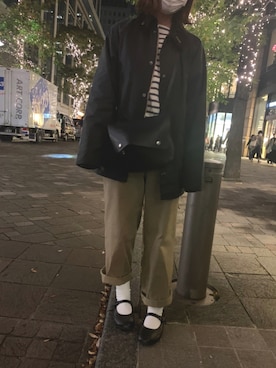 「MHL.」｜「アイテム（ブルゾン）」を使った、amiさん（レディース・155cm）の秋コーディネート