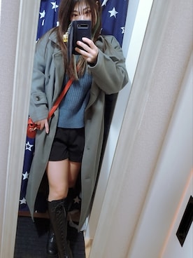 「GRL（グレイル）のアイテム（チェスターコート）」を使った、ゆきさん（レディース・154cm）の冬コーディネート
