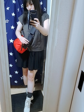 「GRL」｜「アイテム（パーカー）」を使った、ゆきさん（レディース・154cm）の夏コーディネート