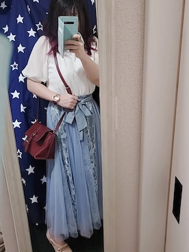 「アイテム（アナログ腕時計、レッド系）」を使った、ゆきさん（レディース・154cm）の春コーディネート