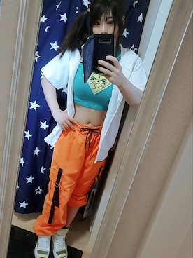 「no brand（ノーブランド）のアイテム（Tシャツ/カットソー、グリーン系）」を使った、ゆきさん（レディース・154cm）の夏コーディネート