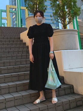 「ISOOK（アイスー）のアイテム（ワンピース/ドレス）」を使った、つちうらさん（レディース・160cm）の夏コーディネート