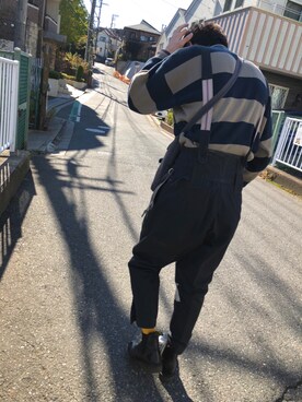 「古着のアイテム（ニット/セーター、ブルー系）」を使った、すなぎもさん（メンズ・173cm）の秋コーディネート