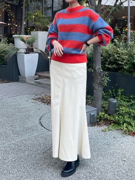 「SHENERY（シーナリー）のアイテム（ニット/セーター、レッド系）」を使った、a i k aさん（レディース・167cm）の冬コーディネート