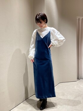 「SHENERY（シーナリー）のアイテム（ワンピース/ドレス、ブルー系）」を使った、a i k aさん（レディース・167cm）の秋コーディネート