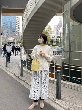 「SHENERY（シーナリー）のアイテム（スウェット、ホワイト系）」を使った、a i k aさん（レディース・167cm）の春コーディネート