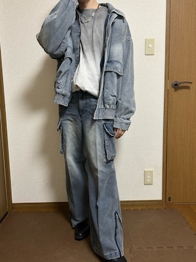 「ADRER（アドラー）のextra quality deformation flare cargo pants / エクストラクオリティディフォーメーションフレアカーゴパンツ（カーゴパンツ）」を使った、たけちゃんさん（メンズ・167cm・30代）の秋コーディネート