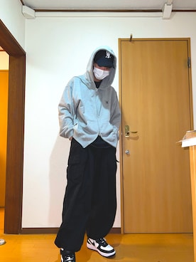 「WOOALONG（ウアロン）のアイテム（帽子）」を使った、hashikaiさん（メンズ・181cm）の冬コーディネート