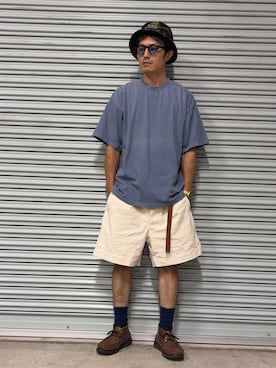 「古着のアイテム（ブーツ、ブラウン系）」を使った、いささん（メンズ・170cm）の夏コーディネート