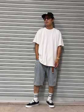 「VANS（バンズ）のアイテム（スニーカー、ブラック系）」を使った、いささん（メンズ・170cm）の夏コーディネート