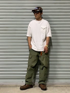 「古着のアイテム（Boots、ブラウン系）」を使った、いささん（メンズ・170cm）の夏コーディネート