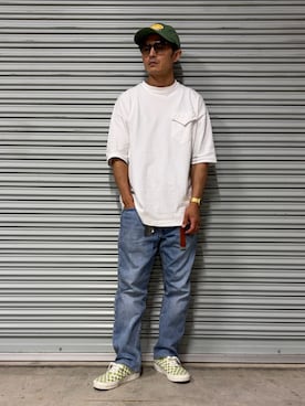 「VANS（バンズ）のアイテム（スニーカー、グリーン系）」を使った、いささん（メンズ・170cm）の夏コーディネート