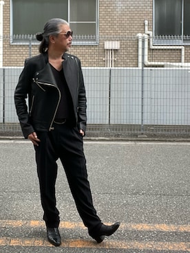 「アイテム（ライダースジャケット）」を使った、YKさん（メンズ・175cm）の秋コーディネート