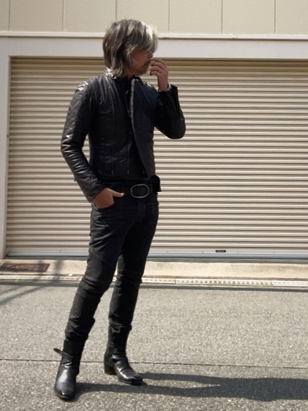 Yves Saint Laurent rive gaucheのライダースジャケットを使った