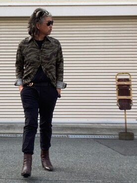 「Yves Saint Laurent rive gauche（イヴサンローランリヴゴーシュ）のアイテム（ブーツ）」を使った、YKさん（メンズ・175cm）の秋コーディネート