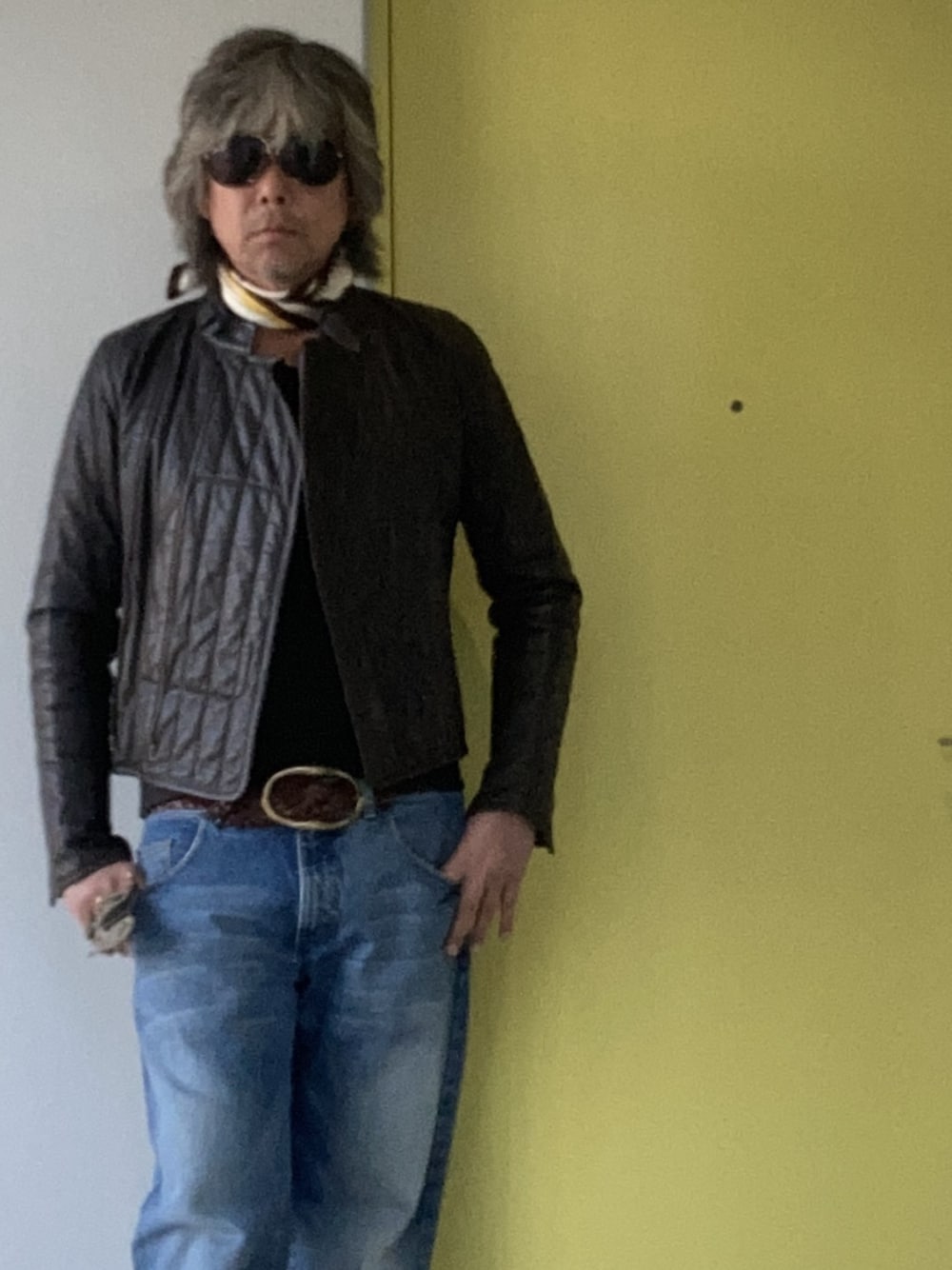 Yves Saint Laurent rive gaucheのライダースジャケットを使った