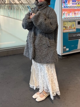 「アイテム（ムートンコート）」を使った、すずさん（レディース・156cm）の冬コーディネート