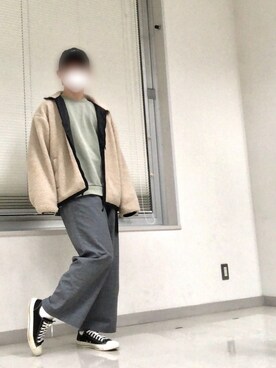 「アイテム（その他アウター、ホワイト系）」を使った、araneさん（メンズ・173cm）の秋コーディネート