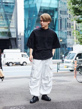 「PUBLIC TOKYO（パブリックトウキョウ）のアイテム（スウェット）」を使った、Tsubasa Abeさん（メンズ・171cm）の夏コーディネート