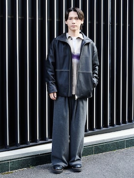 「PUBLIC TOKYO（パブリックトウキョウ）のアイテム（スラックス）」を使った、Tsubasa Abeさん（メンズ・171cm）の秋コーディネート