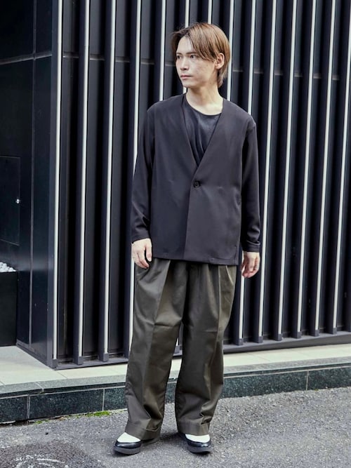 PUBLIC TOKYO ノーカラージャケット 02 ホワイト美品 GRクロスノーカラージャケット（テーラードジャケット）｜PUBLIC