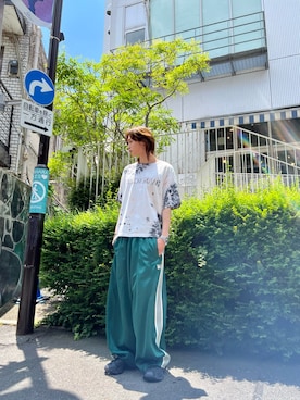 「DANKE SCHON（ダンケシェーン）のアイテム（トップス）」を使った、蓮さん（メンズ・183cm）の夏コーディネート