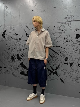 「WHITELAND（ホワイトランド）のアイテム（シャツ/ブラウス）」を使った、蓮さん（メンズ・183cm）の夏コーディネート