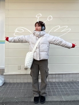 「PG（ピージー）のアイテム」を使った、りかさん（レディース・154cm）の冬コーディネート