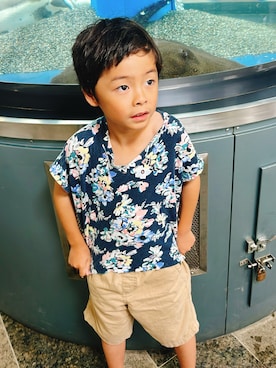 「韓国子供服のアイテム（トップス）」を使った、KAI ⠒̫⃝CHIさん（キッズ・120cm）の夏コーディネート