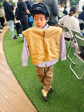 「アイテム（キャップ）」を使った、KAI ⠒̫⃝CHIさん（キッズ・120cm）の秋コーディネート