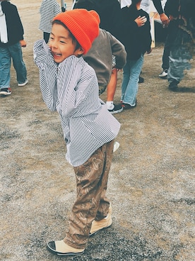 「アイテム（ブーツ）」を使った、KAI ⠒̫⃝CHIさん（キッズ・120cm）の秋コーディネート