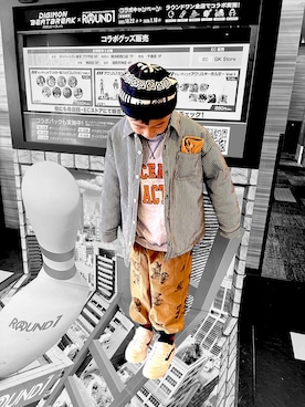「アイテム（ニットキャップ/ビーニー）」を使った、KAI ⠒̫⃝CHIさん（キッズ・120cm）の冬コーディネート