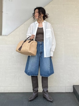 「SHIPS（シップス）のアイテム（トップス）」を使った、榎本さん（レディース・156cm）の春コーディネート