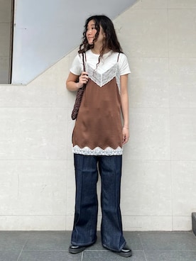 「upperhights（アッパーハイツ）のアイテム」を使った、榎本さん（レディース・156cm）の春コーディネート