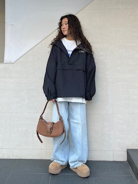「WILD THINGS（ワイルドシングス）のアイテム（ブルゾン）」を使った、榎本さん（レディース・156cm）の冬コーディネート