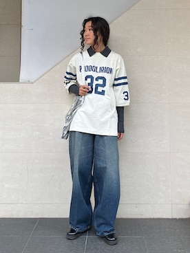 「アイテム（エコバッグ/サブバッグ）」を使った、榎本さん（レディース・156cm）の秋コーディネート