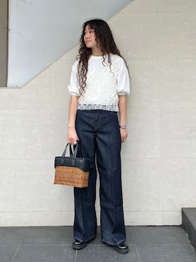 「SHIPS（シップス）のアイテム（トップス）」を使った、榎本さん（レディース・156cm）の春コーディネート