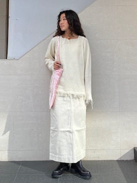 「SHIPS（シップス）のアイテム（スカート）」を使った、榎本さん（レディース・156cm）の秋コーディネート