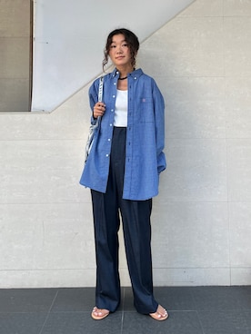 「アイテム（エコバッグ/サブバッグ）」を使った、榎本さん（レディース・156cm）の夏コーディネート