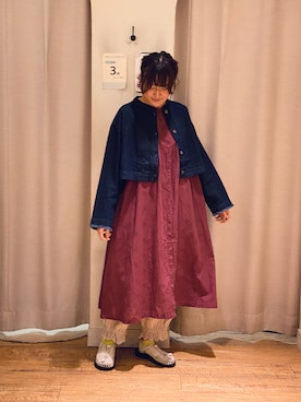 「刺繍」｜「アイテム（デニムジャケット）」を使った、スゲタさん（レディース・163cm）の夏コーディネート
