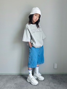 「アイテム（帽子、ホワイト系）」を使った、oh-chanさん（キッズ・135cm）の夏コーディネート