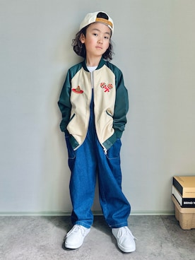 「いまどきジャケット写真」｜「アイテム（オールインワン・サロペット）」を使った、oh-chanさん（キッズ・123cm）の春コーディネート