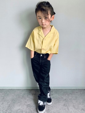 「アイテム（セットアップ、イエロー系）」を使った、oh-chanさん（キッズ・110cm）の秋コーディネート