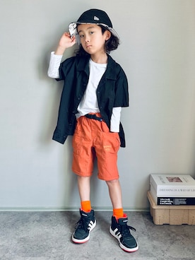 「アイテム（ハット、ブラック系）」を使った、oh-chanさん（キッズ・123cm）の春コーディネート