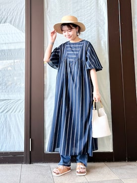 「真夏のアクティブスタイル」｜「アイテム（ワンピース/ドレス）」を使った、アヤ.さん（レディース・163cm）の夏コーディネート