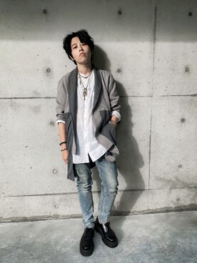 「plain-me（プレインミー）のアイテム（ジャケット/アウター）」を使った、季冠廷さん（メンズ・165cm）の秋コーディネート